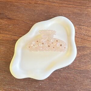 Iridescent Pearl Hair Claw Clip Floral Rhinestone Coquette Bridal Balletcore 3.5